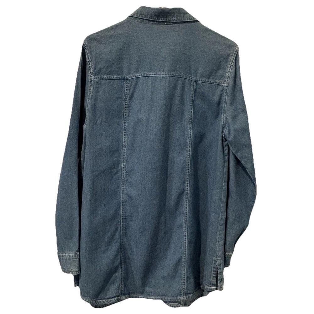 Bill Blass Jeans Denim Shirt Small Collar Long Sleeve Hand Embroidered Cotton! - Picture 2 of 13